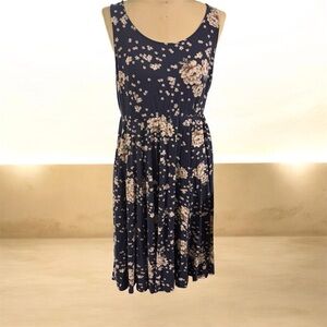 torrid Navy Floral Midi Dress with Cream Blooms